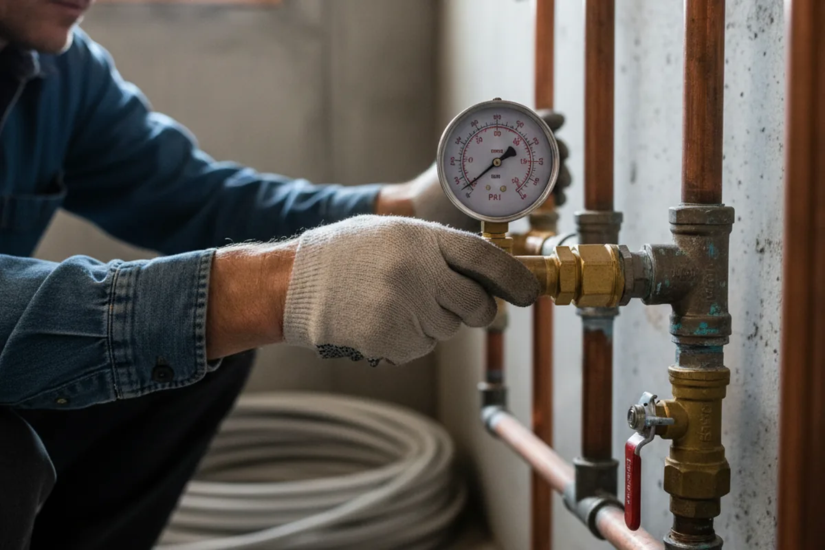 Pressure testing a repaired line during Water Line Repair in Clyde